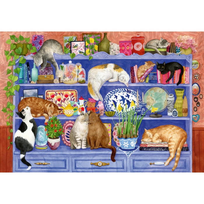 Ravensburger-01367 Wellness & Puzzle - Cats on the Shelf